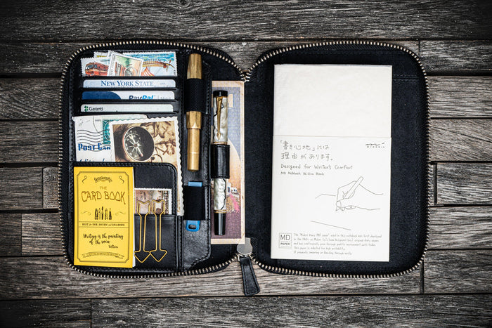 Galen Leather Zippered B6 Planner Folio