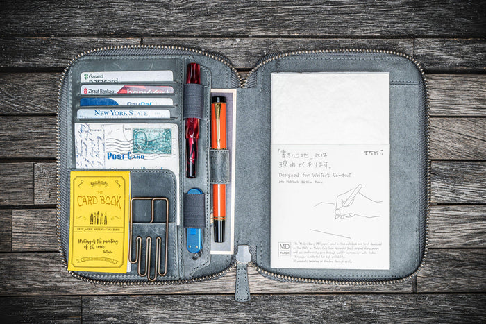 Galen Leather Zippered B6 Planner Folio