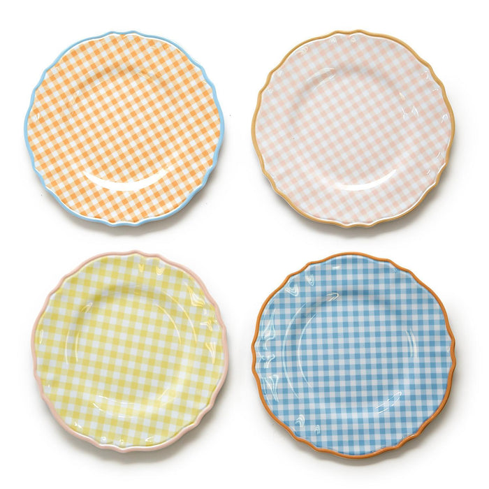 Gingham Garden Melamine Dinner Plates