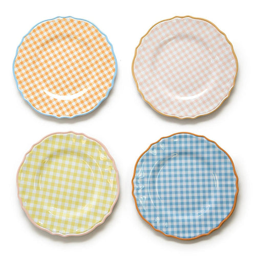 Gingham Garden Melamine Dinner Plates