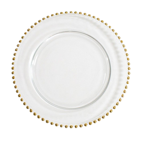 Gold Beaded Glass Charger