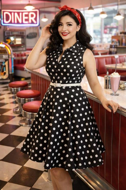 Poppy Grey Polka Dot Shirt Dress