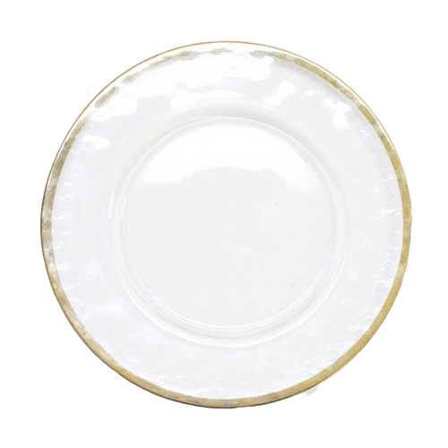 Hammered Gold Rim Glass Charger