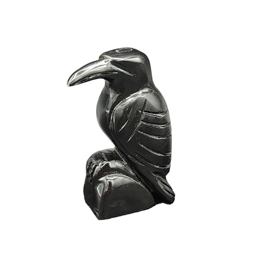 This is the left side of this polished hand carved black onyx raven.