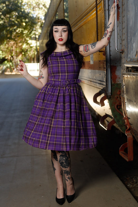 Cindy Full Circle Dress in Purple Tartan