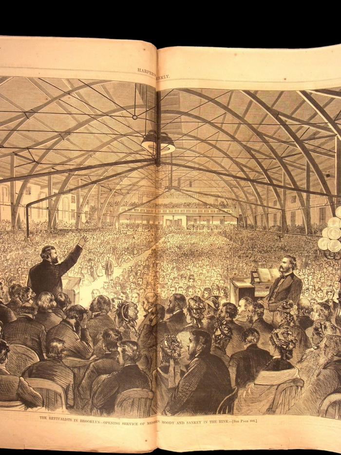 Harper's Weekly: Animals & Architecture of India, Illustration of Christian Revival Centerfold — Nov. 6, 1875