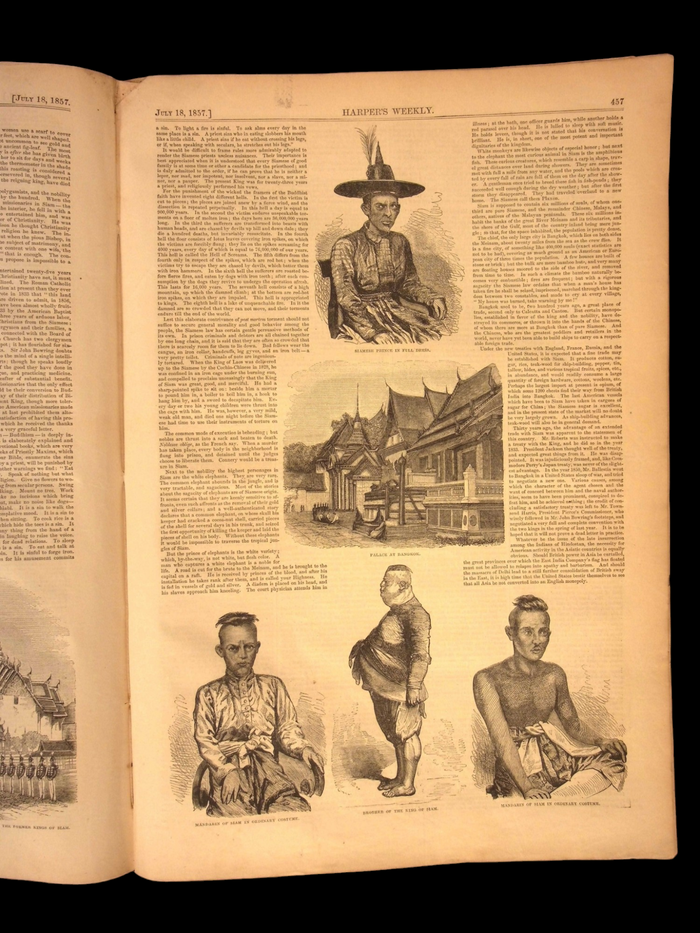 Harper's Weekly: Aquarium Illustrations, Middle Eastern Travel, "The Siamese" — Jul. 18, 1857