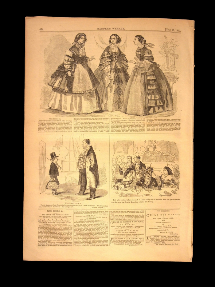 Harper's Weekly: Aquarium Illustrations, Middle Eastern Travel, "The Siamese" — Jul. 18, 1857
