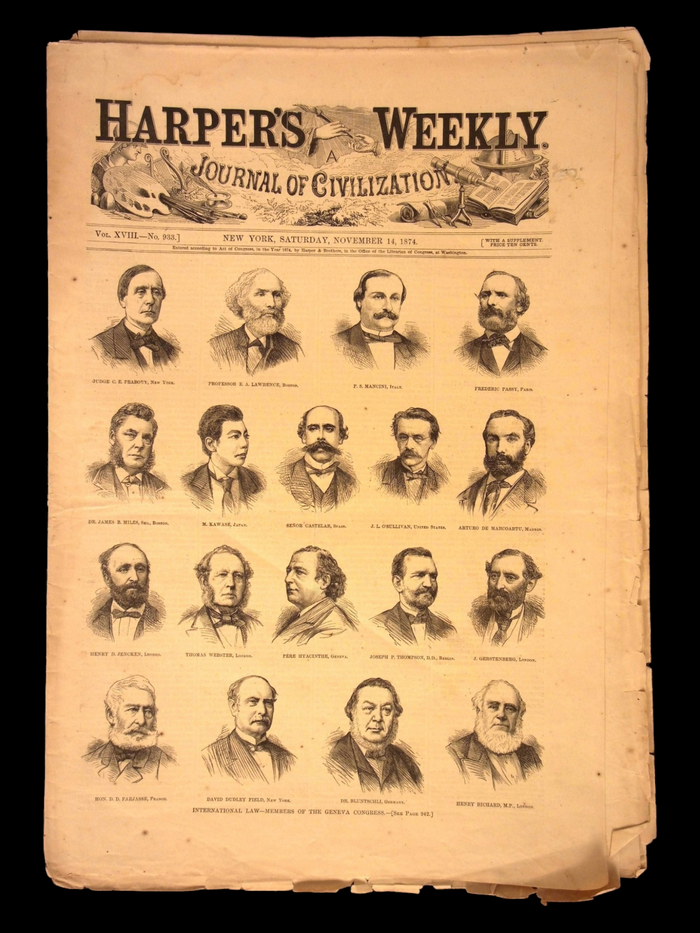 Harper's Weekly: Shipwreck & Pirate Ship, Central Park (New York) Centerfold — Dec. 16, 1865