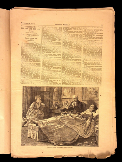 Harper's Weekly: Shipwreck & Pirate Ship, Central Park (New York) Centerfold — Dec. 16, 1865