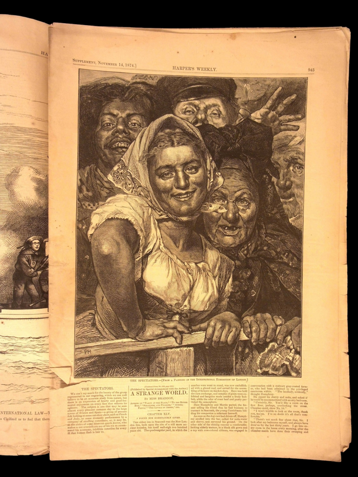 Harper's Weekly: Shipwreck & Pirate Ship, Central Park (New York) Centerfold — Dec. 16, 1865