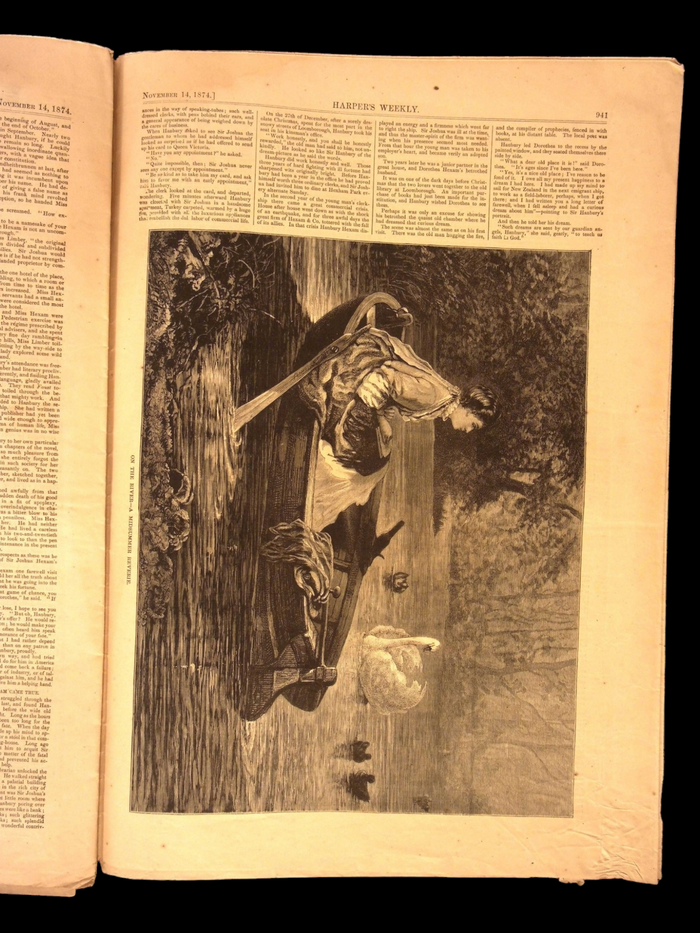 Harper's Weekly: Shipwreck & Pirate Ship, Central Park (New York) Centerfold — Dec. 16, 1865