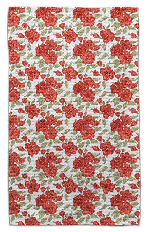 Hibiscus Waffle Weave Towel - CJ Bella Co.