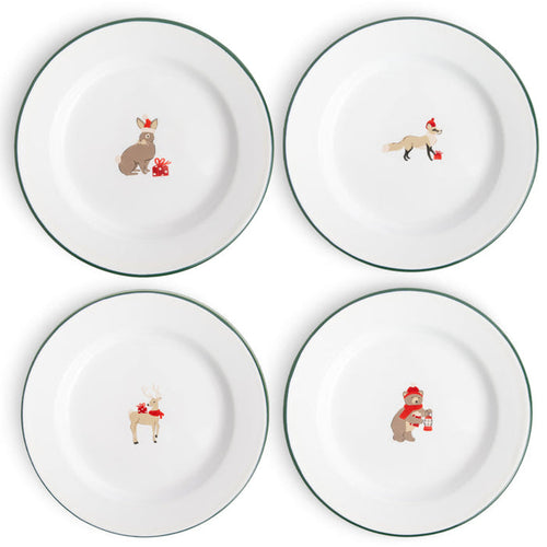 Holiday Animals Enamelware Sandwich/Dessert Plate