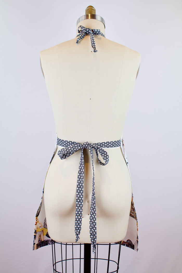 Hot Wheels Pin Ups Apron-The Blue Peony-Age Group_Adult,Apron Style_Chef,Department_Kitchen,Material_Cotton,Theme_Hunks,Theme_Transportation