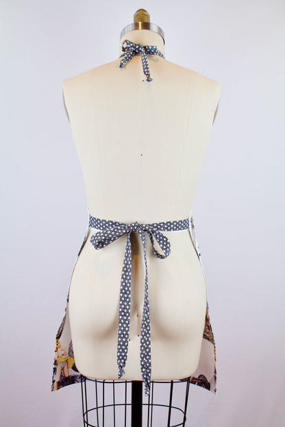 Hot Wheels Pin Ups Apron-The Blue Peony-Age Group_Adult,Apron Style_Chef,Department_Kitchen,Material_Cotton,Theme_Hunks,Theme_Transportation
