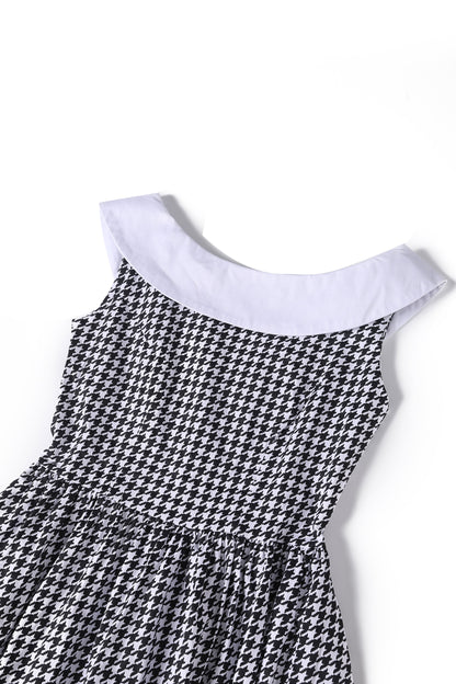 Cindy Houndstooth Roll Collar Dress