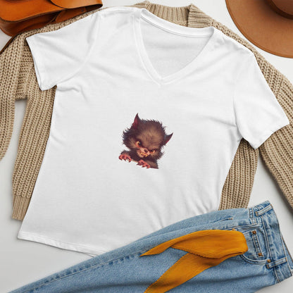 Howl-arious Head Relaxed V-Neck Tee 🐺 - Whippie's