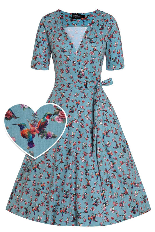 Matilda Hummingbird Blue Wrap Dress