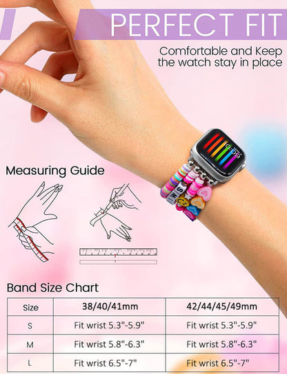 Ivory Beaded Tassel Heishi Bracelet Band For Apple Watch