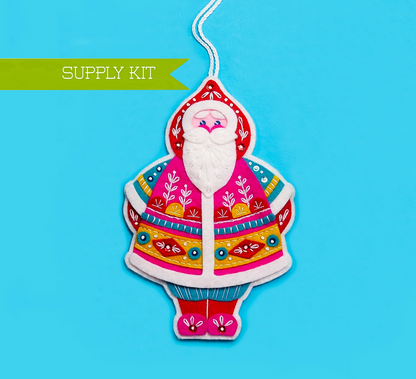 Jolly St. Nick Santa Wool Felt Ornament Kit