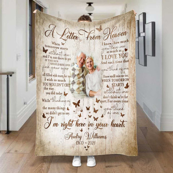 Letter From Heaven, Memorial Blankets With Pictures For Loss Of Loved One, In Memory Throw Blanket, Comfort Blankets For Grieving, Sympathy Blankets Near Me