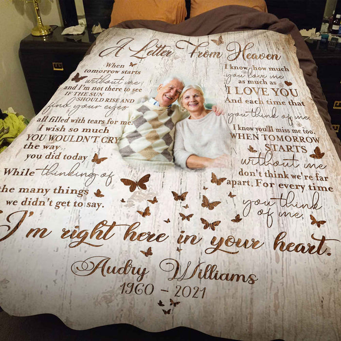 Letter From Heaven, Memorial Blankets With Pictures For Loss Of Loved One, In Memory Throw Blanket, Comfort Blankets For Grieving, Sympathy Blankets Near Me