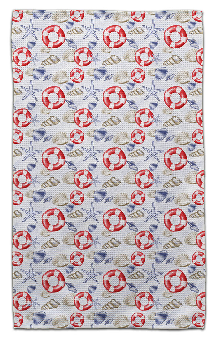 Life Preserves & Shells Waffle Weave Towel - CJ Bella Co.