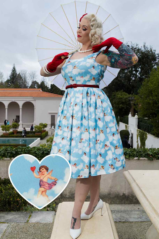 Amanda Light Blue Clouds Cupid Swing Dress