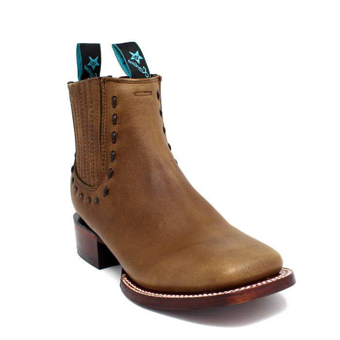 Angled front view of Los Altos Ladies Rage Honey Boot highlighting craftsmanship.