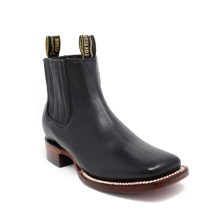 Front angled view of Los Altos men’s ankle boot in black imitation deer finish