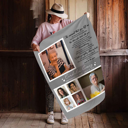 Loss Of Mother Memorial Blankets Personalized, The Moment That You Left Me Custom Photo Blanket