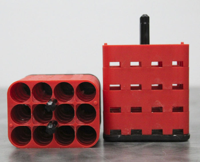 Lot of 2 Heraeus Sepatech Red Rectangle Rotor Bucket Adapters 12 x 10mL