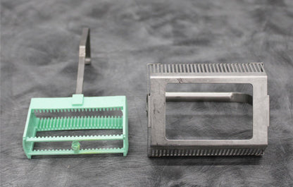 Lot of 2 Laboratory Slide Staining Racks with Handle