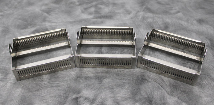 Lot of 3 30-Place Stainless Steel Laboratory Slide Staining Racks