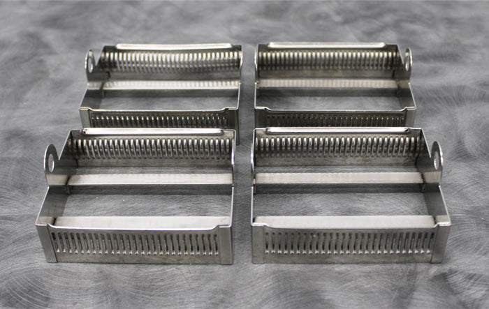 Lot of 4 30-Place Stainless Steel Laboratory Slide Staining Racks