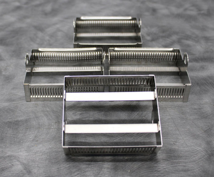 Lot of 4 30-Place Stainless Steel Laboratory Slide Staining Racks