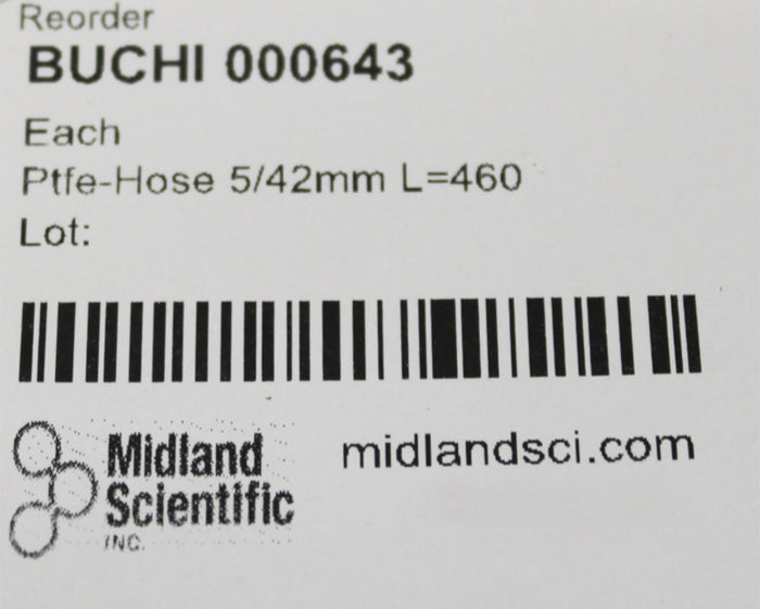 Lot of 4 Buchi 000643 PTFE-Hose Transparent D= 5/42 x L= 460mm for Rotovapor
