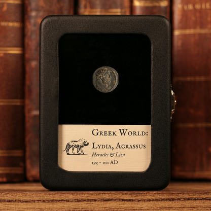 Lydia, City of Acrassus, AE Unit, Heracles & Lion - 193 to 211 CE - Greek World