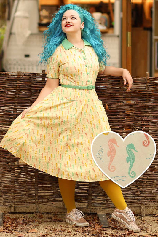 Mabel Seahorse Midi Shirt Dress