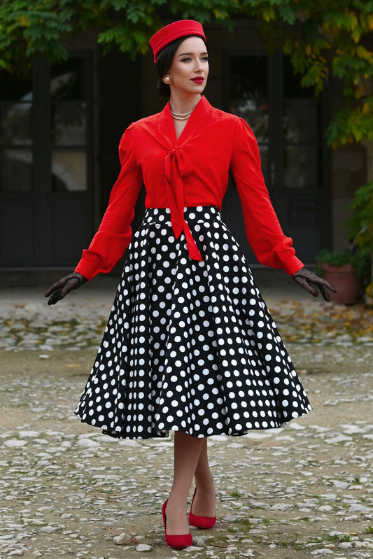 Maisie Black Polka Dot Full Circle Midi Skirt