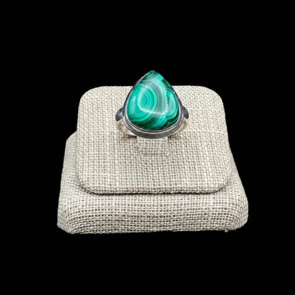 Malachite Ring Sterling Silver Size 9