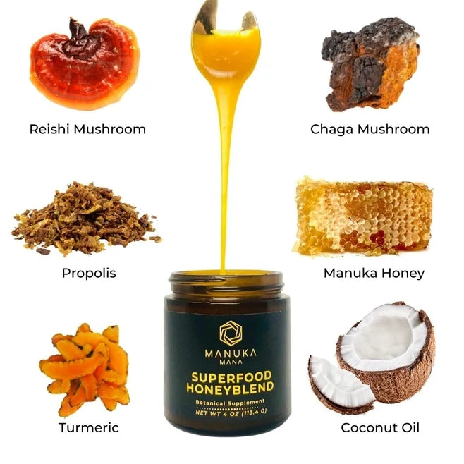Manuka Mana Superfood Honey Blend - Lions Mane, Chaga, Reishi