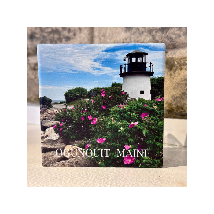 Marginal Way Lighthouse Ogunquit Ceramic Coaster