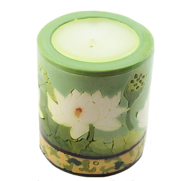 Medium Inlay Pillar Candle - Candlestock.com