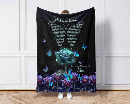 Memorial Blankets As I Sit In Heaven Loss of Mother , Custom Name Throw Blanket