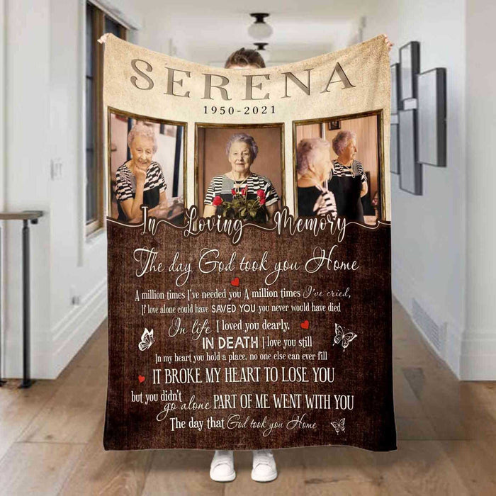 Memorial Blankets With Photo For Funerals, Memorial Gift Loss Of Mother, The Day God Took You Home, Remembrance Memorial Blankets