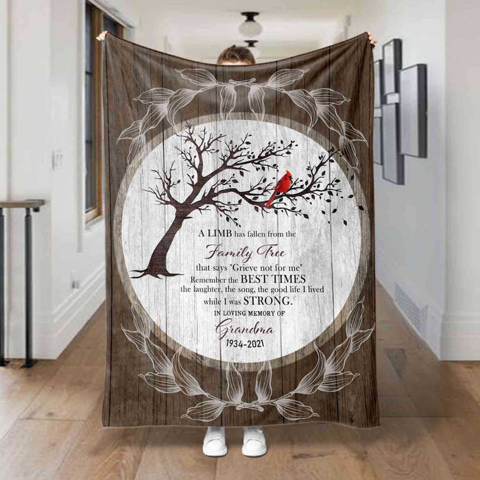 Memorial Blankets With Pictures, A Limb Has Fallen Red Cardinal For Loss Of Grandma