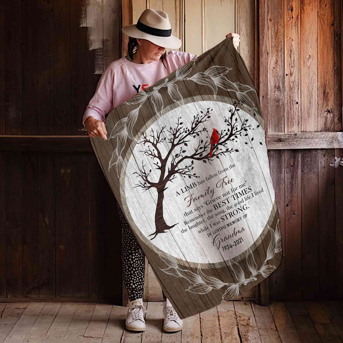 Memorial Blankets With Pictures, A Limb Has Fallen Red Cardinal For Loss Of Grandma