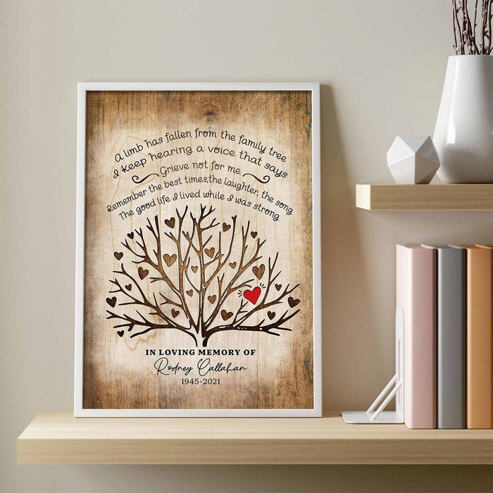 Memorial Gifts for Loss Of Father, A Limb Has Fallen Memorial Canvas, Remembrance Gifts